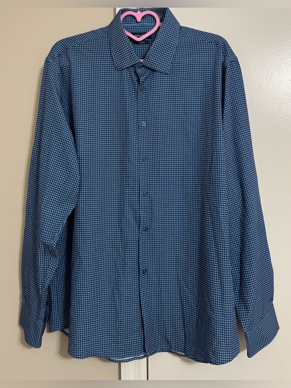 Nautica Blue Micro-Check Dress Shirt